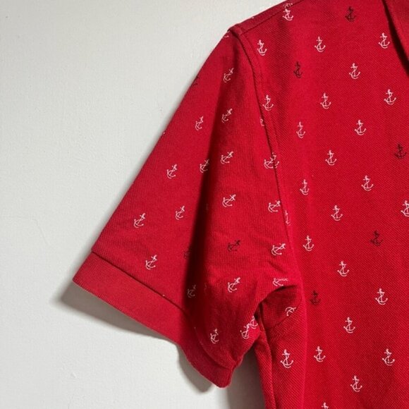 Uniqlo Red Anchor Print Polo Shirt Men’s Size L - Picture 3 of 8